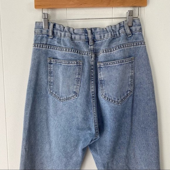 Princess Polly Light wash High Rise Tapered Leg Jeans Stretch Waist Size 8 - Picture 4 of 15